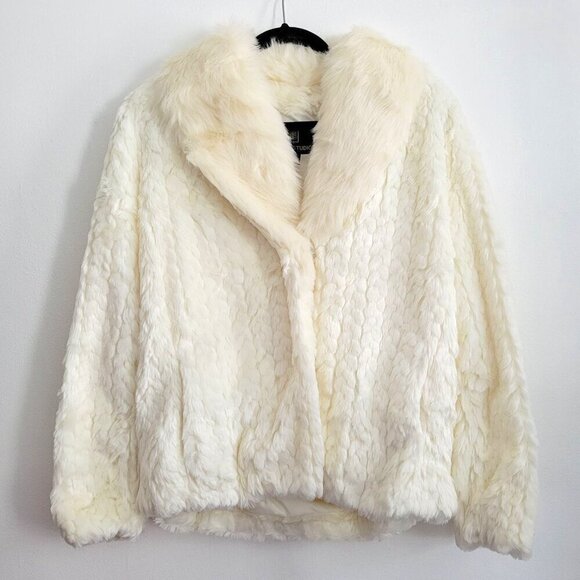Alpine Studio Faux Fur White Coat Jacket Women Size M - Picture 1 of 8